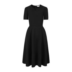 Women's Office Dresses with Pockets Split Neck Work A-Line Dress Black